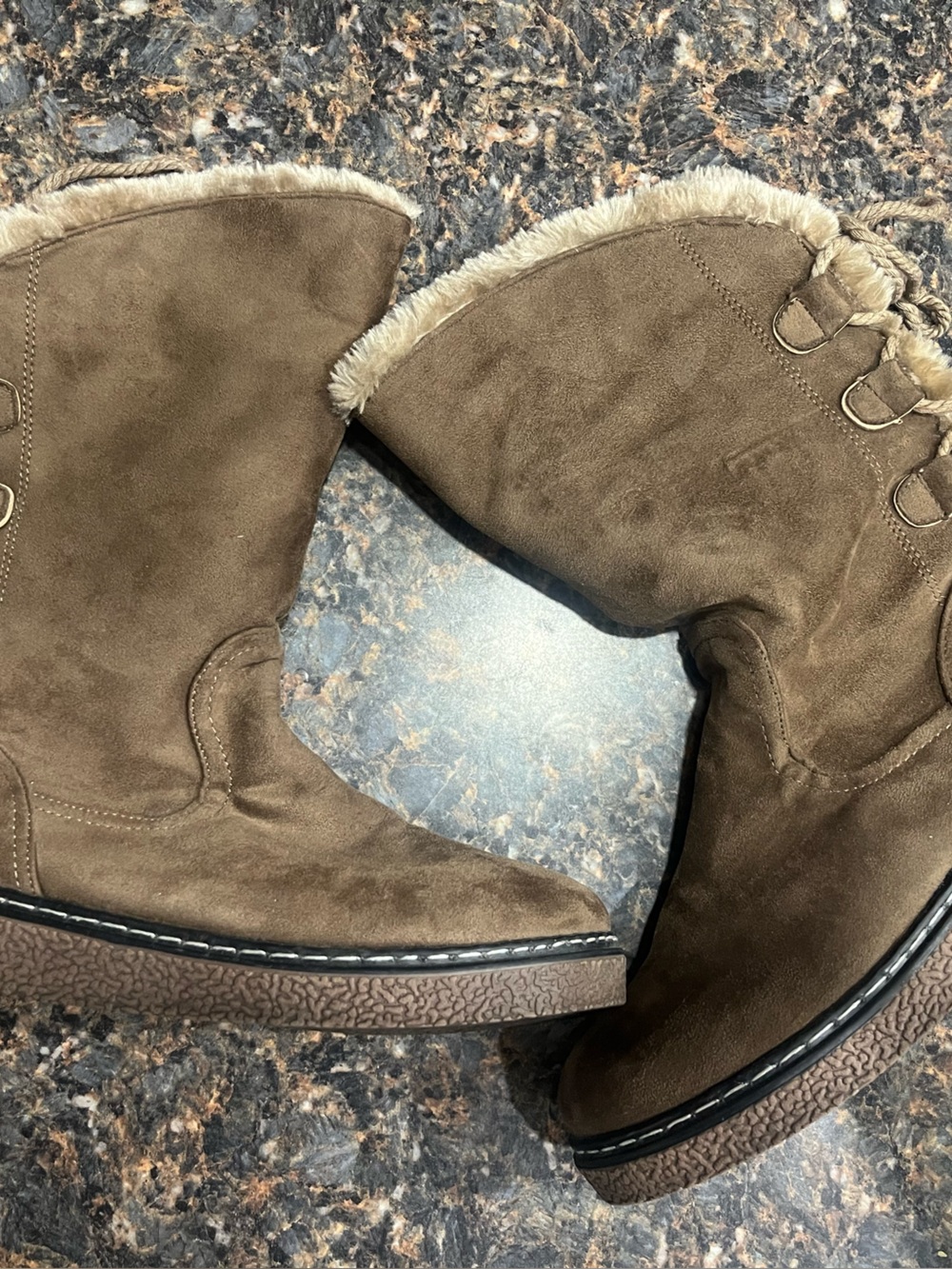Brown Faux-Suede Fur-Lined women’s Winter Boots